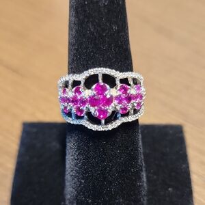Elegant Pink Gemstone Silver Ring